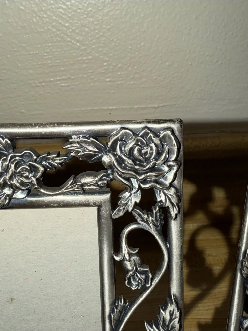 Vintage pewter Ornate Silver Floral Picture Frame - Set of 2 5x7